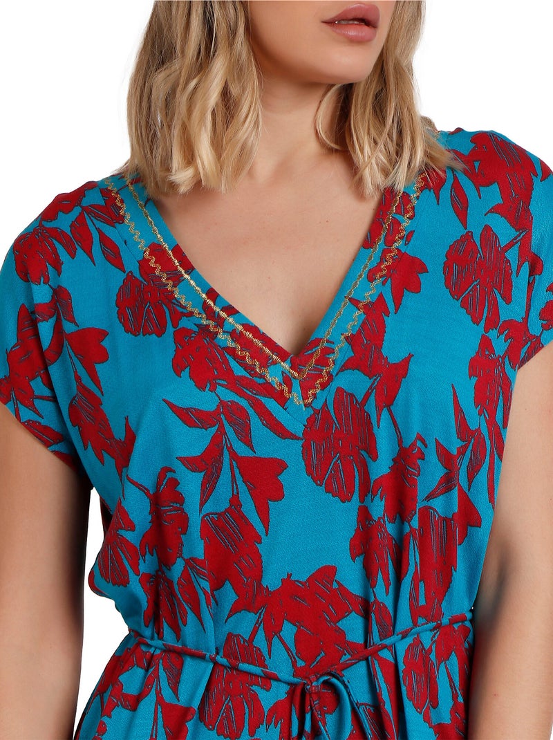 Caftan de plage waves Bleu turquoise - Kiabi