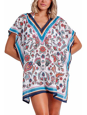 Caftan de plage white paisley