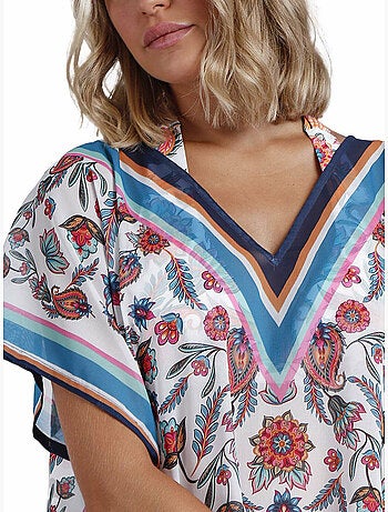 Caftan de plage white paisley