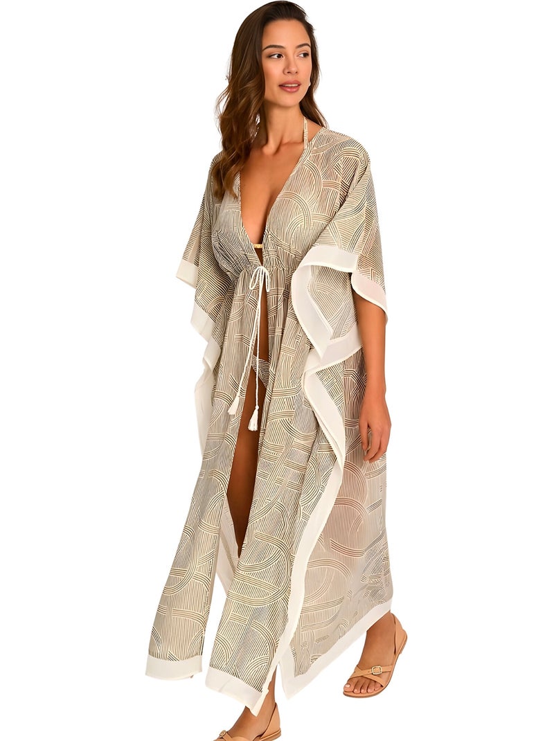 Caftan long de plage reverie Blanc - Kiabi