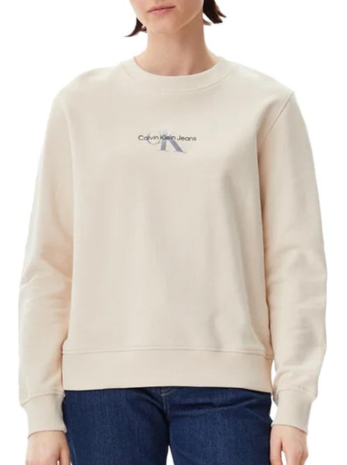 Calvin Klein Dames Écru Gradient Monologo Sweatshirt - Kiabi Calvin Klein Dames Écru Gradient Monologo Sweatshirt - Kiabi