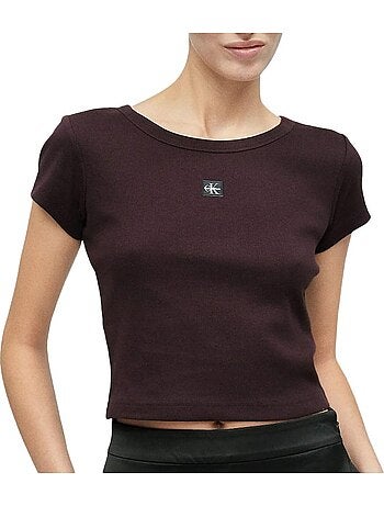 Calvin klein dames t-shirt bruin met label