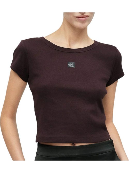 Calvin Klein Dames T-shirt Bruin met Label - Kiabi Calvin Klein Dames T-shirt Bruin met Label - Kiabi