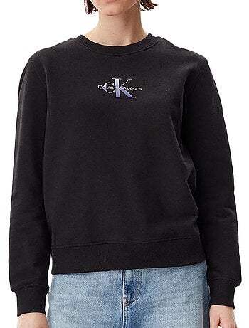 Calvin klein dames zwarte sweatshirt met gradiënt monologo