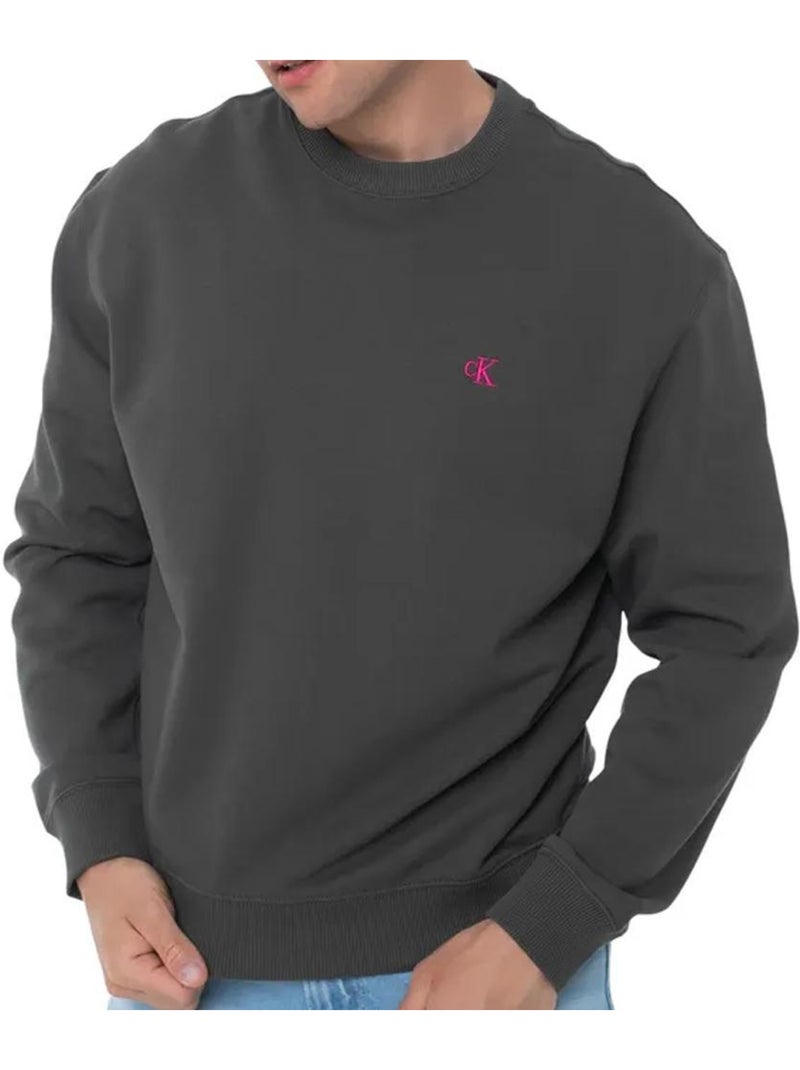 Calvin Klein Heren Antracietgrijze Monogram Sweatshirt Zilvergrijs - Kiabi