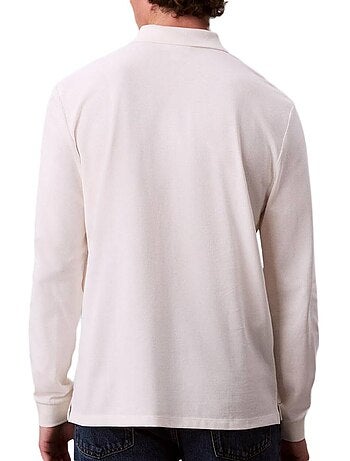 Calvin klein heren polo lange mouwen wit - casual piqué