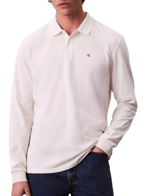 Calvin Klein Heren Polo Lange Mouwen Wit - Casual Piqué - Kiabi Calvin Klein Heren Polo Lange Mouwen Wit - Casual Piqué - Kiabi