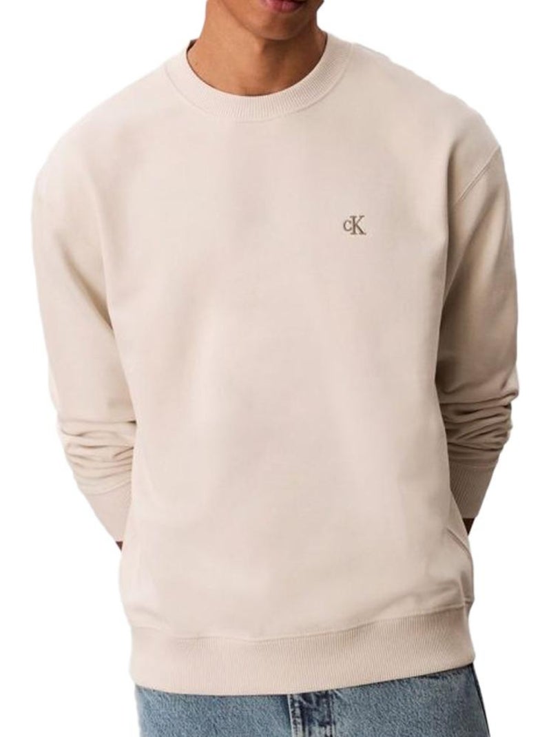 Calvin Klein Heren Sweatshirt Ecru - Monogram 350terry Ecru - Kiabi