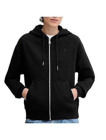 Calvin klein jeans archive zwarte hoodie met rits voor dames