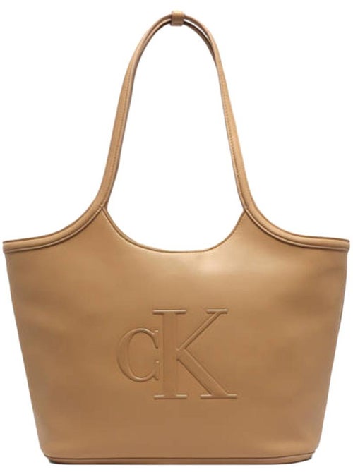 Calvin klein jeans bold ck shopper camel dames handtas - Kiabi
