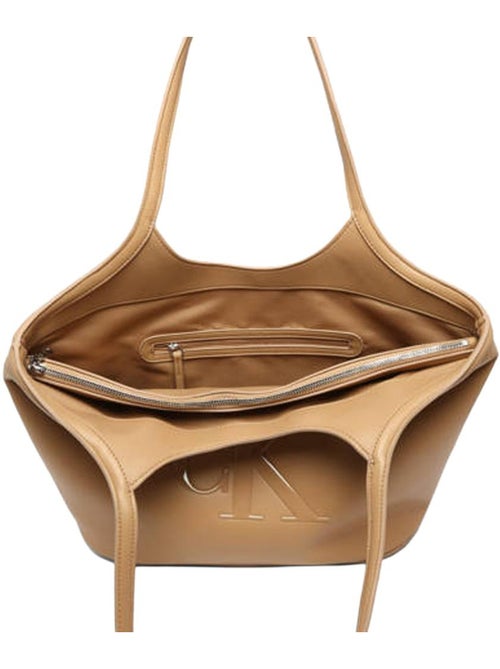Calvin klein jeans bold ck shopper camel dames handtas - Kiabi