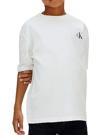 Calvin klein jeans bridge jongens t-shirt met lange mouwen wit
