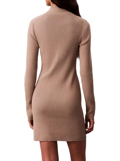 Calvin Klein Jeans Bruine Mini Jurk met Ronde Hals - Kiabi Calvin Klein Jeans Bruine Mini Jurk met Ronde Hals - Kiabi