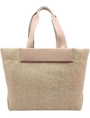 Calvin klein jeans ck raffia beige dames shopper tas