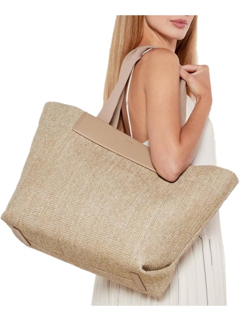 Calvin Klein Jeans CK Raffia Beige Dames Shopper Tas Beige - Kiabi