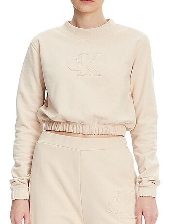 Calvin klein jeans dames beige sweatshirt met applicatie