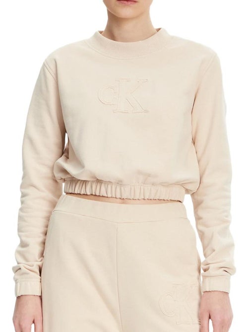 Calvin Klein Jeans Dames Beige Sweatshirt met Applicatie - Kiabi Calvin Klein Jeans Dames Beige Sweatshirt met Applicatie - Kiabi