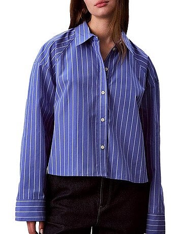 Calvin klein jeans dames boxy gestreept overhemd blauw