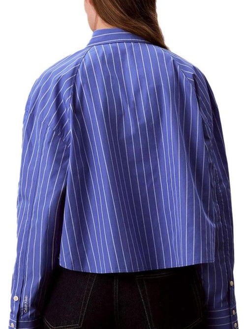 Calvin Klein Jeans Dames Boxy Gestreept Overhemd Blauw - Kiabi Calvin Klein Jeans Dames Boxy Gestreept Overhemd Blauw - Kiabi