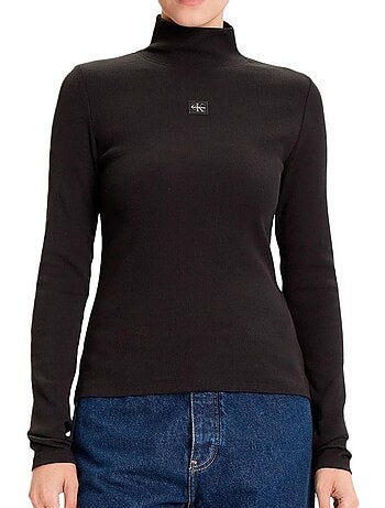 Calvin klein jeans dames coltrui t-shirt bruin met label