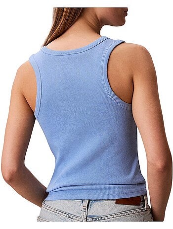 Calvin klein jeans dames débardeur blauw met geweven label