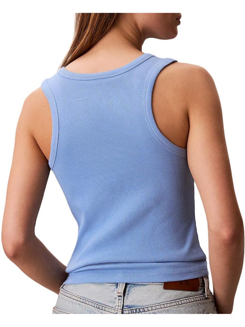 Calvin Klein Jeans Dames Débardeur Blauw met Geweven Label Blauw - Kiabi