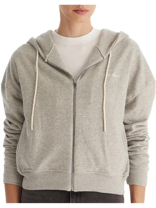 Calvin Klein Jeans Dames Grijs Sweatvest met Rits - Kiabi Calvin Klein Jeans Dames Grijs Sweatvest met Rits - Kiabi