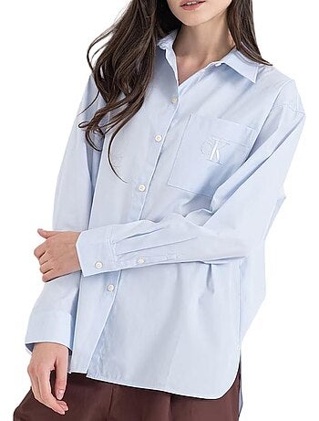Calvin klein jeans dames poplin relaxed overhemd blauw