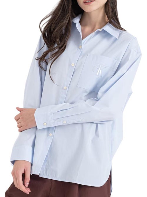 Calvin Klein Jeans Dames Poplin Relaxed Overhemd Blauw - Kiabi Calvin Klein Jeans Dames Poplin Relaxed Overhemd Blauw - Kiabi