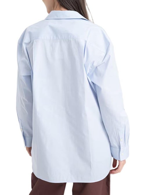 Calvin Klein Jeans Dames Poplin Relaxed Overhemd Blauw - Kiabi Calvin Klein Jeans Dames Poplin Relaxed Overhemd Blauw - Kiabi