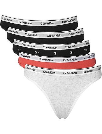 Calvin klein jeans dames string 5-pack zwart/rood