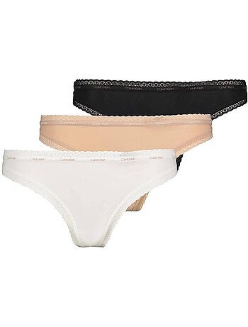 Calvin klein jeans dames strings - 3-pack wit/beige/zwart