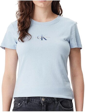 Calvin klein jeans dames t-shirt blauw met gradiënt