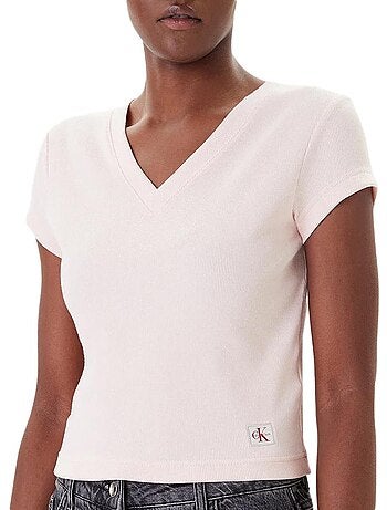Calvin klein jeans dames t-shirt roze ri-cloud met label