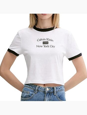 Calvin klein jeans dames t-shirt wit drapey jersey
