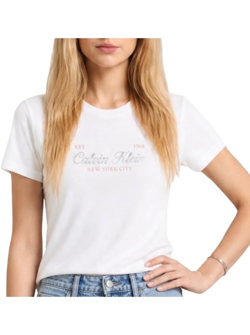 Calvin klein jeans dames t-shirt wit met klassiek script logo - Kiabi Calvin klein jeans dames t-shirt wit met klassiek script logo - Kiabi