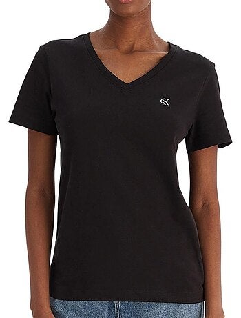 Calvin klein jeans dames t-shirt zwart - archive lv047b205g