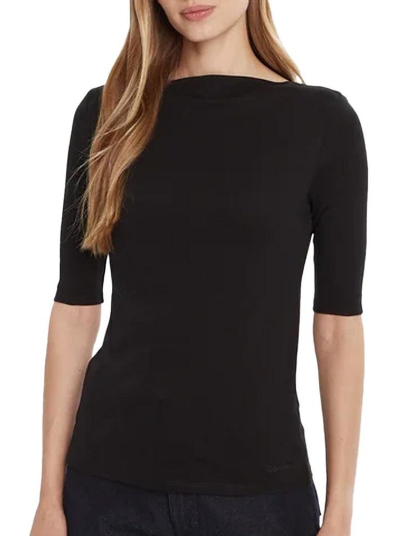 Calvin Klein Jeans Dames T-shirt Zwart Half Supima Boot Zwart - Kiabi