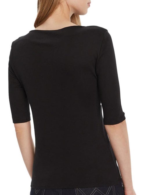 Calvin Klein Jeans Dames T-shirt Zwart Half Supima Boot - Kiabi Calvin Klein Jeans Dames T-shirt Zwart Half Supima Boot - Kiabi