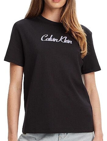 Calvin klein jeans dames t-shirt zwart met klassiek logo