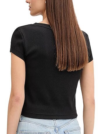 Calvin klein jeans dames t-shirt zwart met label ri-cloud