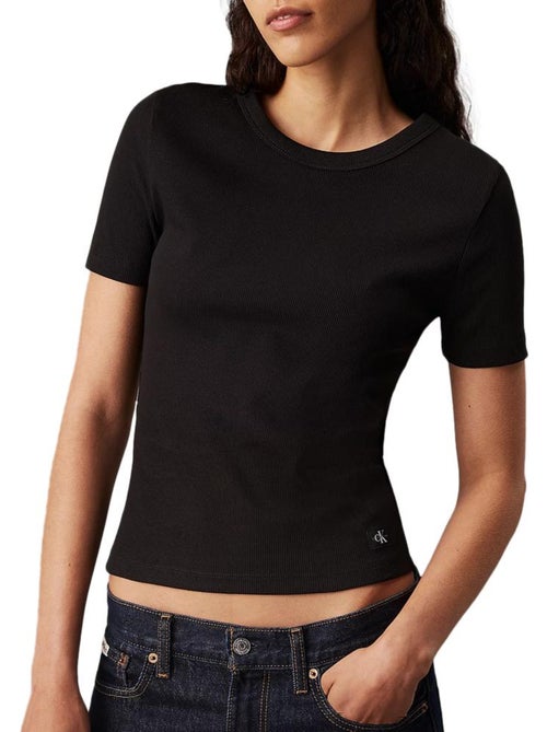 Calvin Klein Jeans Dames T-shirt Zwart met Logo - Kiabi Calvin Klein Jeans Dames T-shirt Zwart met Logo - Kiabi