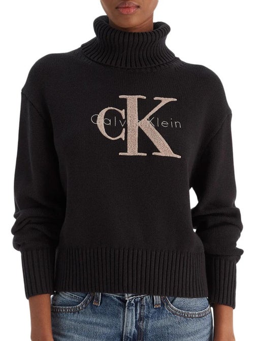 Calvin Klein Jeans Dames Trui Zwart Chenille - Kiabi Calvin Klein Jeans Dames Trui Zwart Chenille - Kiabi