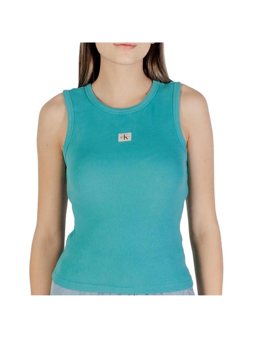 Calvin Klein Jeans Dames Turquoise Mouwloze Top met Label - Kiabi