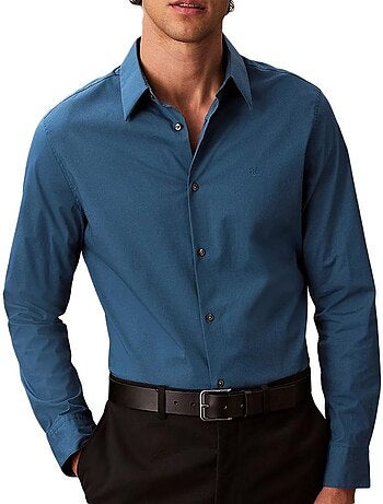 Calvin klein jeans effen blauw heren overhemd