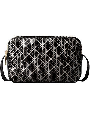 Calvin klein jeans emblem aop elongated zwarte crossbody tas voor dames
