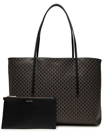 Calvin klein jeans emblem aop tote dames shopper zwart