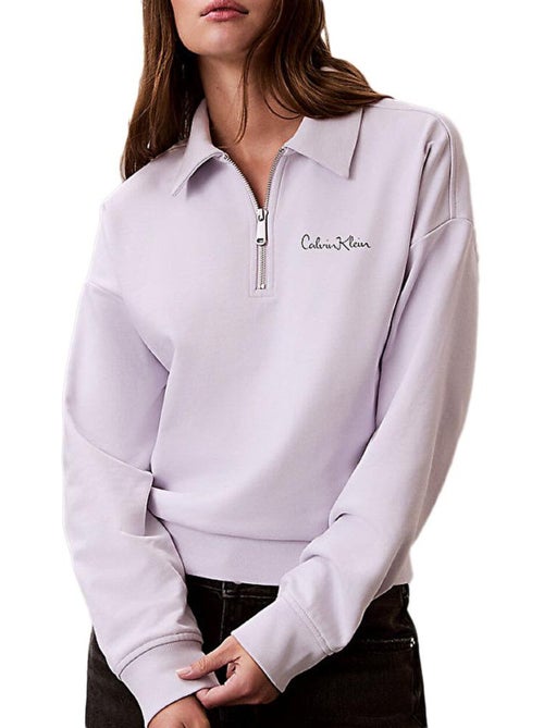 Calvin Klein Jeans French Terry Sweatshirt Mauve voor Dames - Kiabi Calvin Klein Jeans French Terry Sweatshirt Mauve voor Dames - Kiabi