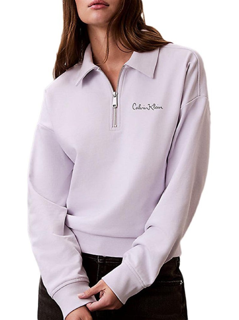 Calvin Klein Jeans French Terry Sweatshirt Mauve voor Dames Paars - Kiabi
