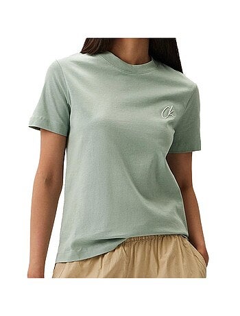 Calvin klein jeans geborduurd t-shirt roze voor dames